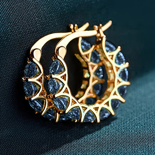 RYYM Crystal Hoops — Aros de Argolla Dorados con Zirconia