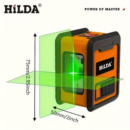 LaserLine FT — Nivel Láser Mini de 2 Líneas (Autonivelante, Haz Verde Ultra Brillante, Marca HILDA)