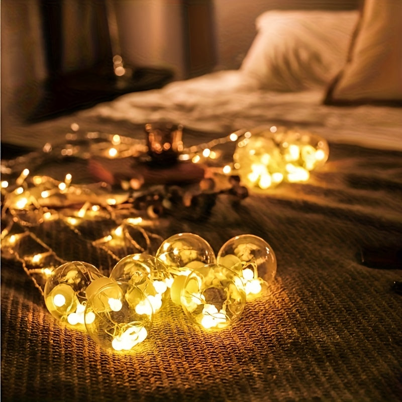 3.0 meter Fairy Light String with 108 LED Bulbs - 12 Clear Spherical Lights, Battery-Powered, No Plug Needed, Wall-Mounted, Perfect for Christmas, Valentine&Apos;S Day, Birthdays, And Indoor Holiday Decor, Indoor Holiday Deco
