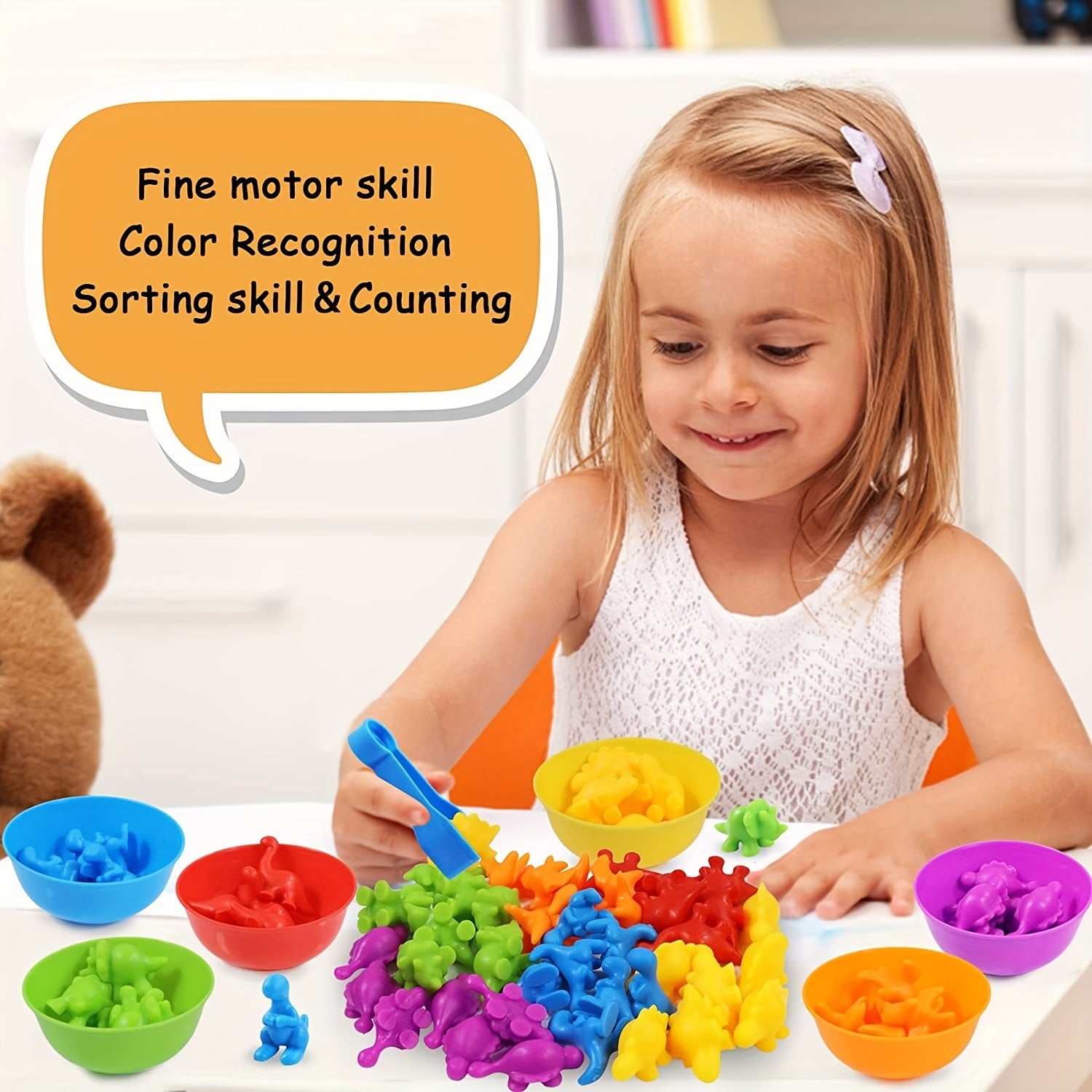 Matching and Sorting Games, Sensory Motor Learning Activity Bowl for Color Recognition & Logical Thinking Training – Perfect Gift for Kids Aged 3+, Educational Play, Early Childhood Education, Engaging Activity Bowl, Intera