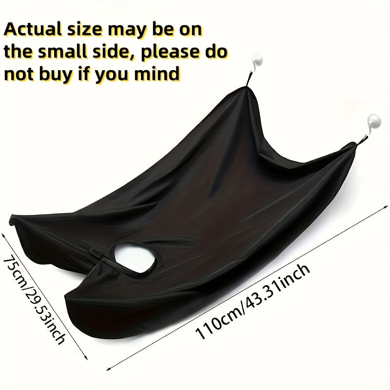 1pc Men's Beard Shaving Apron - Black Polyester Hair Catcher with Suction Cups - Durable Cleaning Bib for Barbers and Razors - Easy to Clean and Secure Fit