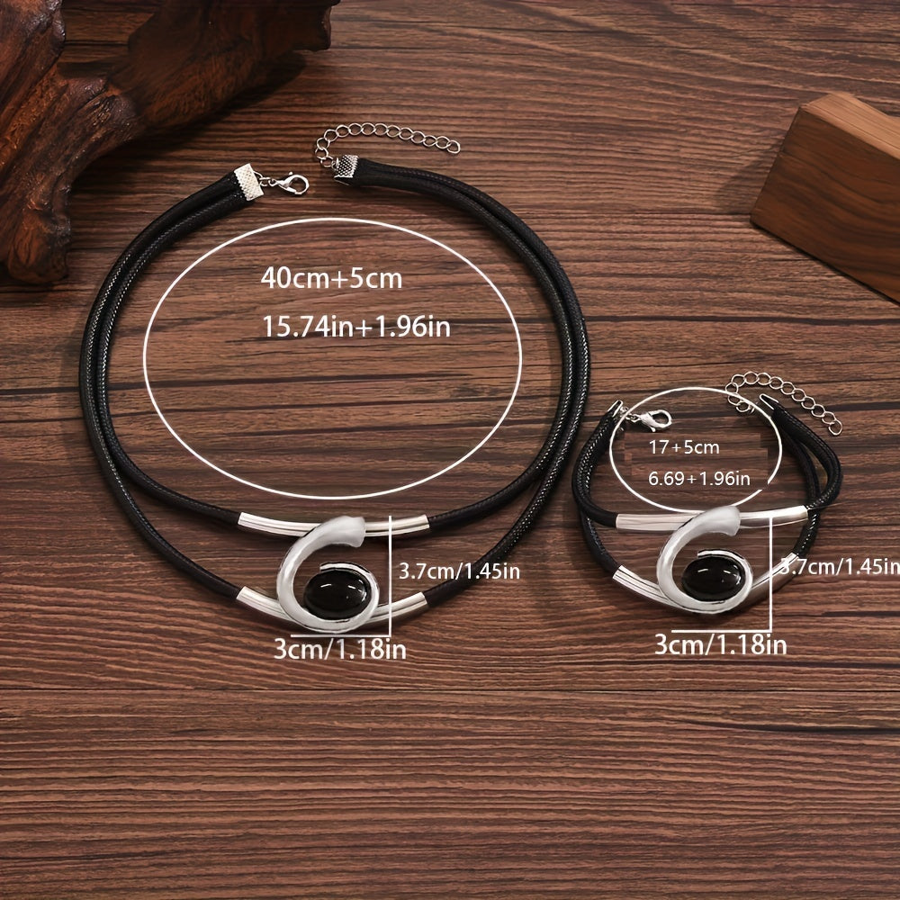 Midnight Boho — Set de Collar y Pulsera Vintage (2 Piezas)