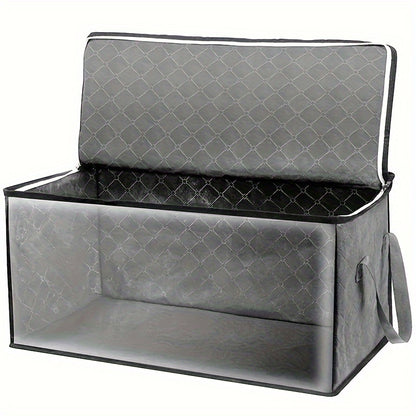 GlamFold CH — Caja Organizadora Plegable de Gran Capacidad (54 L, Gris, Ventana Transparente, Estilo Moderno)