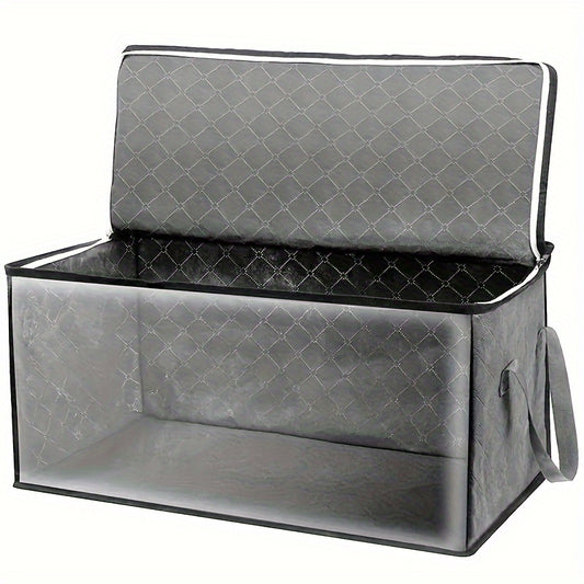GlamFold CH — Caja Organizadora Plegable de Gran Capacidad (54 L, Gris, Ventana Transparente, Estilo Moderno)