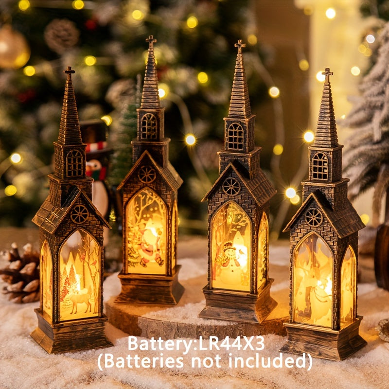 4pcs LED Electronic Candle Lights - Smart Holiday Decor with Realistic Flame Effect, Battery-Powered (Batteries Not Included) for Christmas, New Year, Autumn & Winter - Fireplace & Bedroom Night Lights, Festive Ornaments, Can