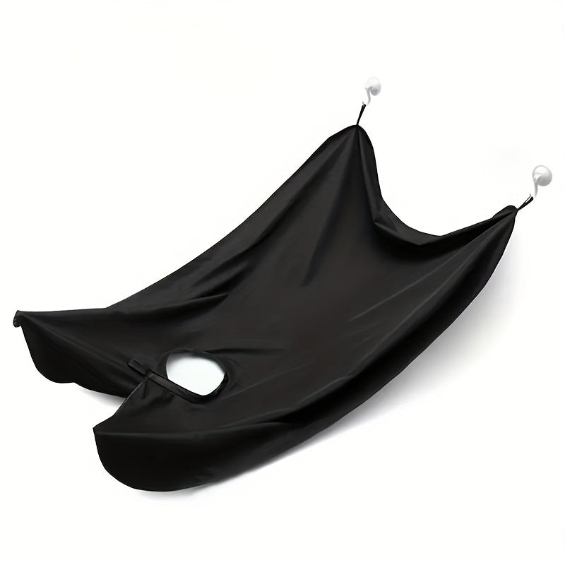 1pc Men's Beard Shaving Apron - Black Polyester Hair Catcher with Suction Cups - Durable Cleaning Bib for Barbers and Razors - Easy to Clean and Secure Fit