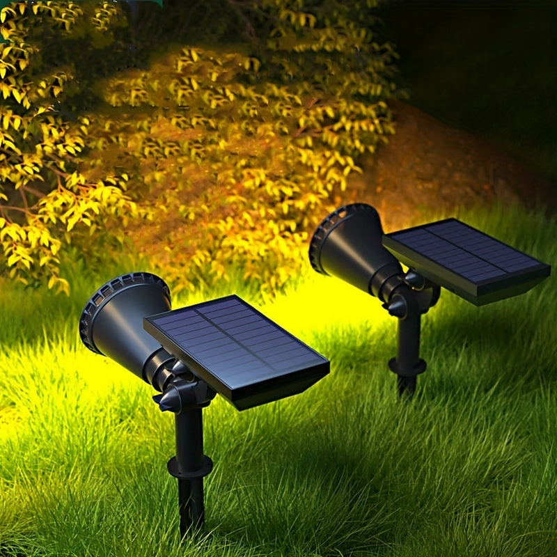 2pcs 9 LED Solar Spot Lights, IP65 Outdoor RGB Solar Landscape Lights Brightness Adjustable for Garden Yard Trees Backyard Driveway Patio Lawn Decoration Street Lamp Spotlight
