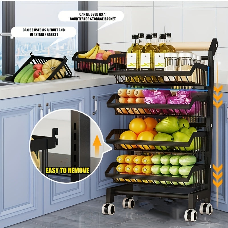Heavy-Duty Stainless Steel Utility Cart with Locking Brake Wheels, No Assembly Needed - Heavy-Duty Construction, Space-Saving Design for Kitchen, Office, Warehouse - Ideal for Home, Commercial Use - HEART LEAF, Food Storage,