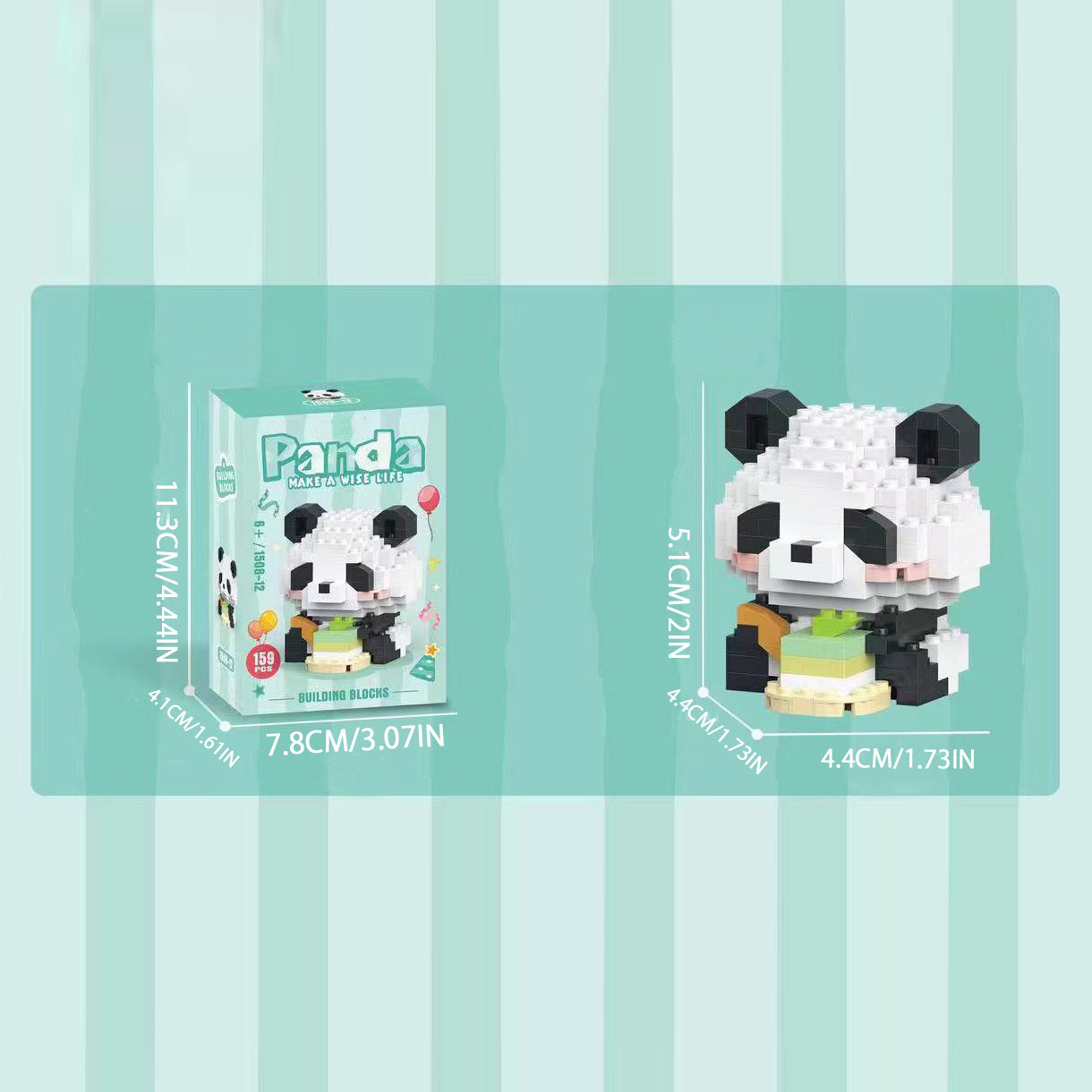 PandaBloques MK — Set de 12 Bloques de Construcción con Pandas (Material ABS, Blanco y Negro)