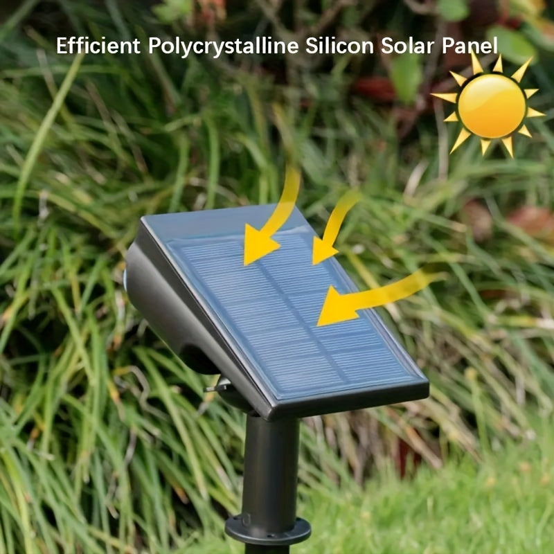 7LED Solar Powered Spotlight, Solar Charging, Wall Mount/Ground Stake Dual Use, Portable and Easy to Place, Landscape and Path Lighting, Flexible and Convenient Installation, Suitable for Porch, Fence, Yard Trees, Flower Beds