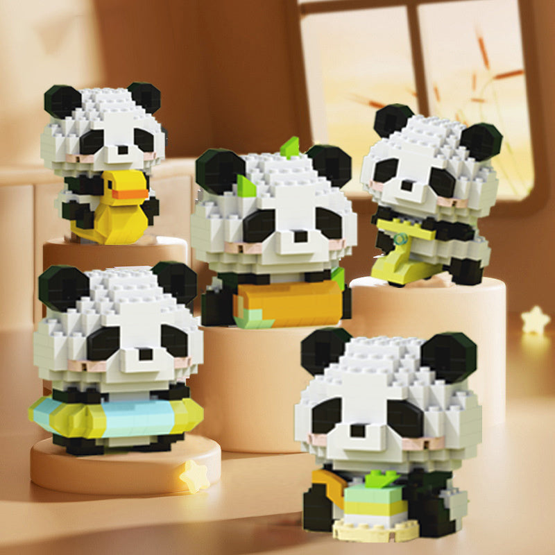 PandaBloques MK — Set de 12 Bloques de Construcción con Pandas (Material ABS, Blanco y Negro)