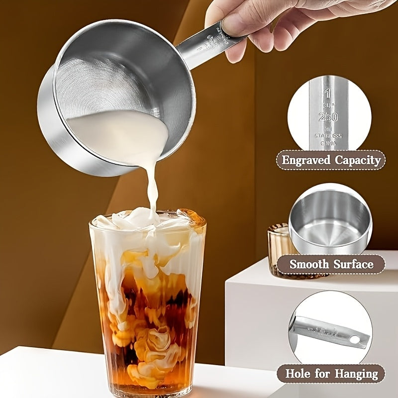10pcs Set of Rolled Edge Measuring Cups, 5pcss Measuring Spoons + 5pcss Measuring Cups, Stackable Stainless Steel Measuring Cups And Spoons, Can Be Used for Dry Food Or Liquids, Kitchen Gadgets for Cooking And Baking, Kitchen
