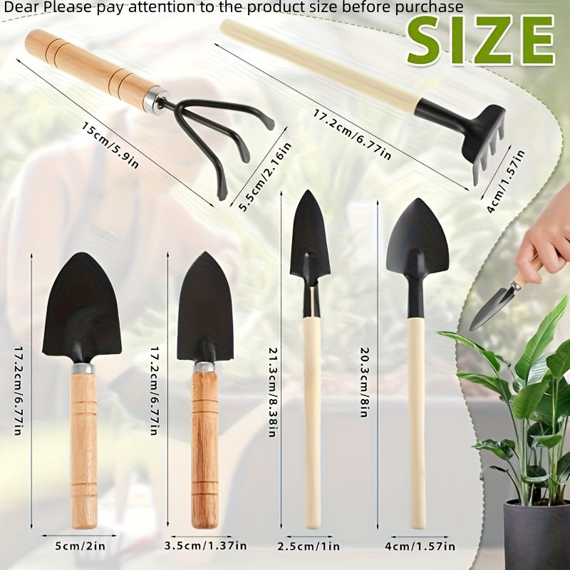 6pcs Mini Small Gardening Tools for Home Use, Suitable for Growing Vegetables, Enhancing Garden Aesthetics, Loosening Soil, Flower Digging, Arranging Potted Plants, And Small Shoveling Scoops and Rakes Mini Home Gardening Too