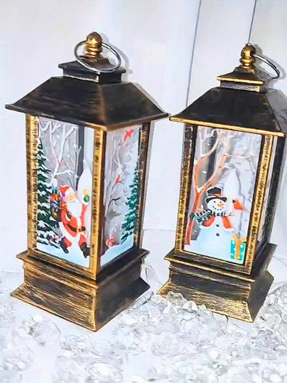 FestiveGlow Duo — Faroles Navideños LED con Efecto de Llama Realista (Santa & Muñeco de Nieve)