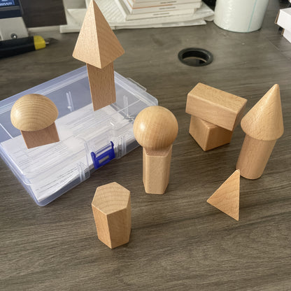 GeoBox JW — Set de Figuras Geométricas en Madera de Haya (Color Blanco, con Caja Plástica)