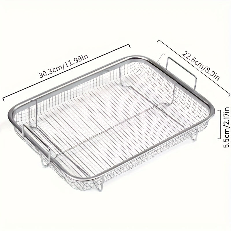 Stainless Steel Fry Basket Rack - Multi-Use Countertop Mesh Baking Tray for Healthier Cooking, Durable Food-Safe Design, Ideal for Fries and Veggies, Kitchen Essentials|Sleek Metallic Finish|Durable Construction, Fry Basket R