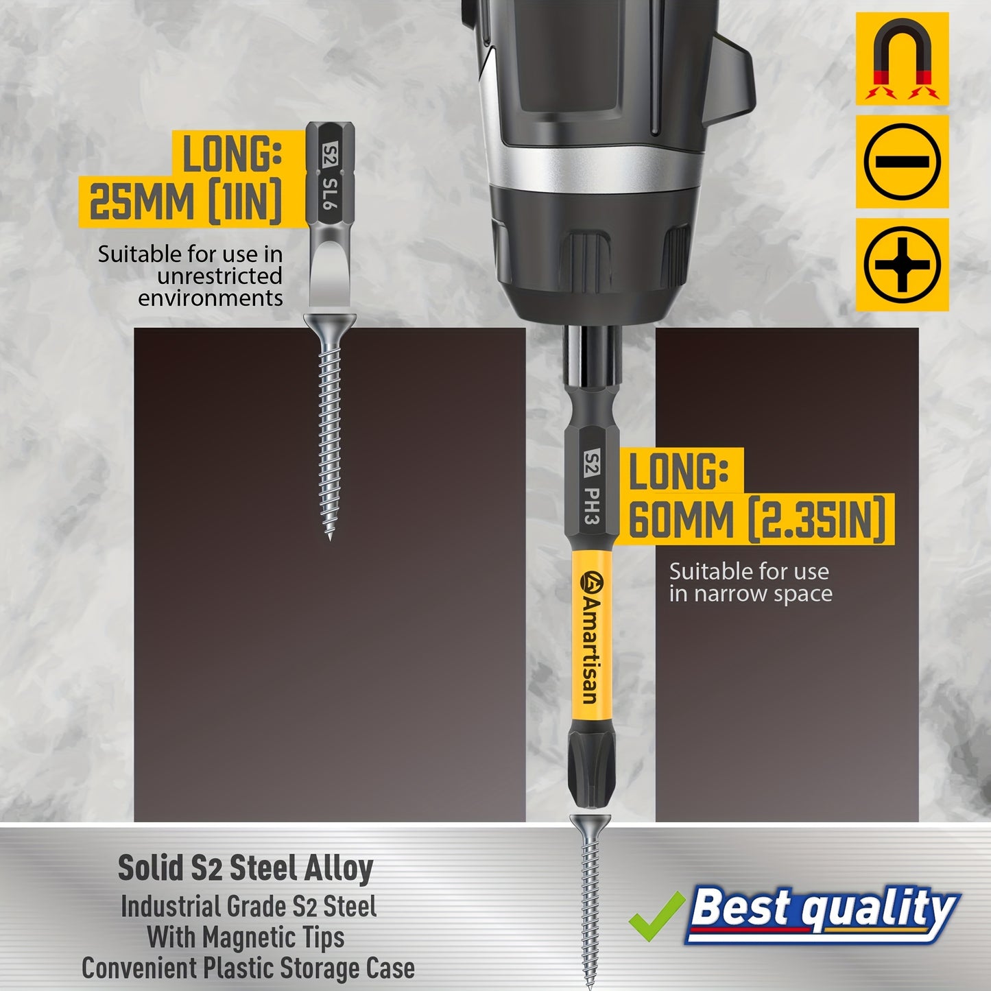 AMARTISAN ProBit 24 — Set of 24 Screwdriver and Drill Bits in S2 Steel