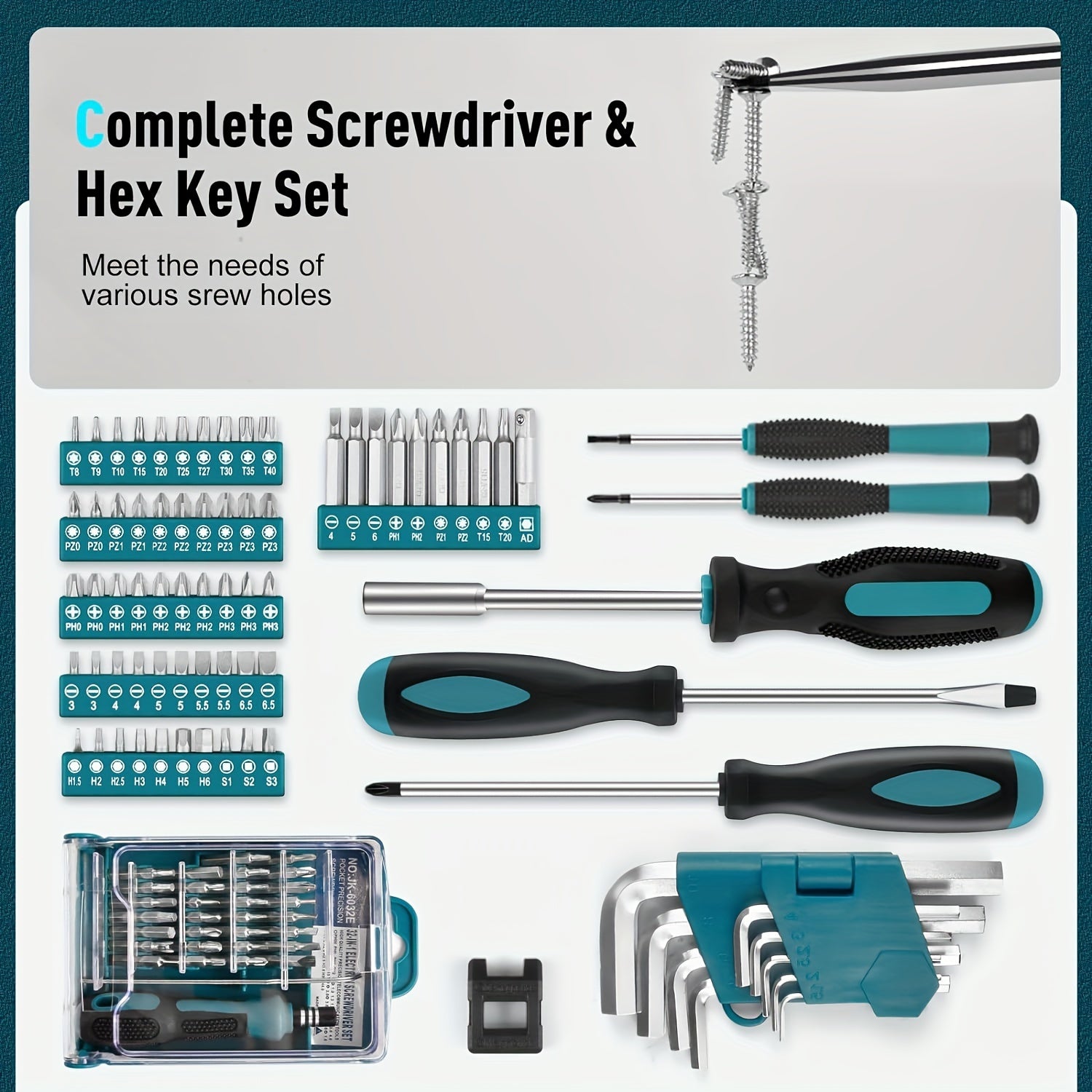 379pcs Complete Home Tool Kit - Portable Household & Auto Repair Tool Set with Drawer - General Purpose Hand Tools Storage Case - Comprehensive Basic Tool Box for Handyman, DIY & Homeowners - Alloy, Blue, No Assembly Required
