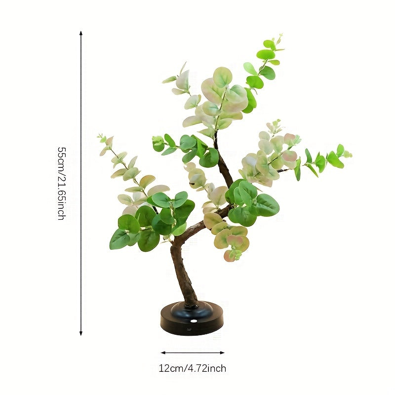Shenzhi Tech Tree Lamp, Tabletop Bonsai Eucalyptus Tree Light, DIY Artificial Table Lamp, Battery/USB Powered Room Decor Aesthetic Night Light for Living Room Bedroom Christmas Home Gifts, Bedroom Lighting, Home Decor Lamp, B