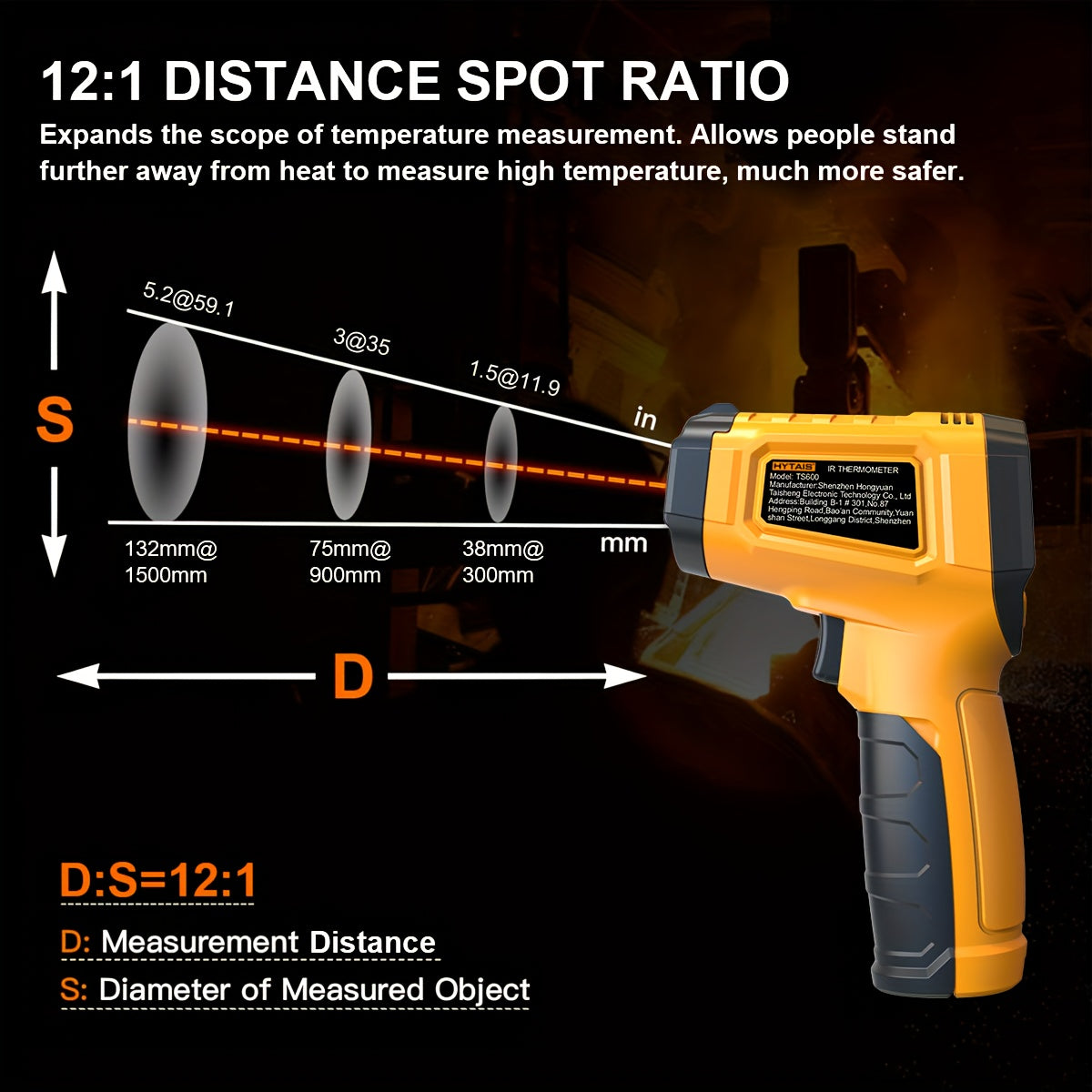 HYTAIS Infrared Thermometer with Laser Aiming - Fast Reading, Non-Contact, Wide Temperature Range (-50°F to 1112°F), Perfect for Cooking and Baking, Baking Thermometer | Digital Display | Plastic Body, Thermometer for Oven