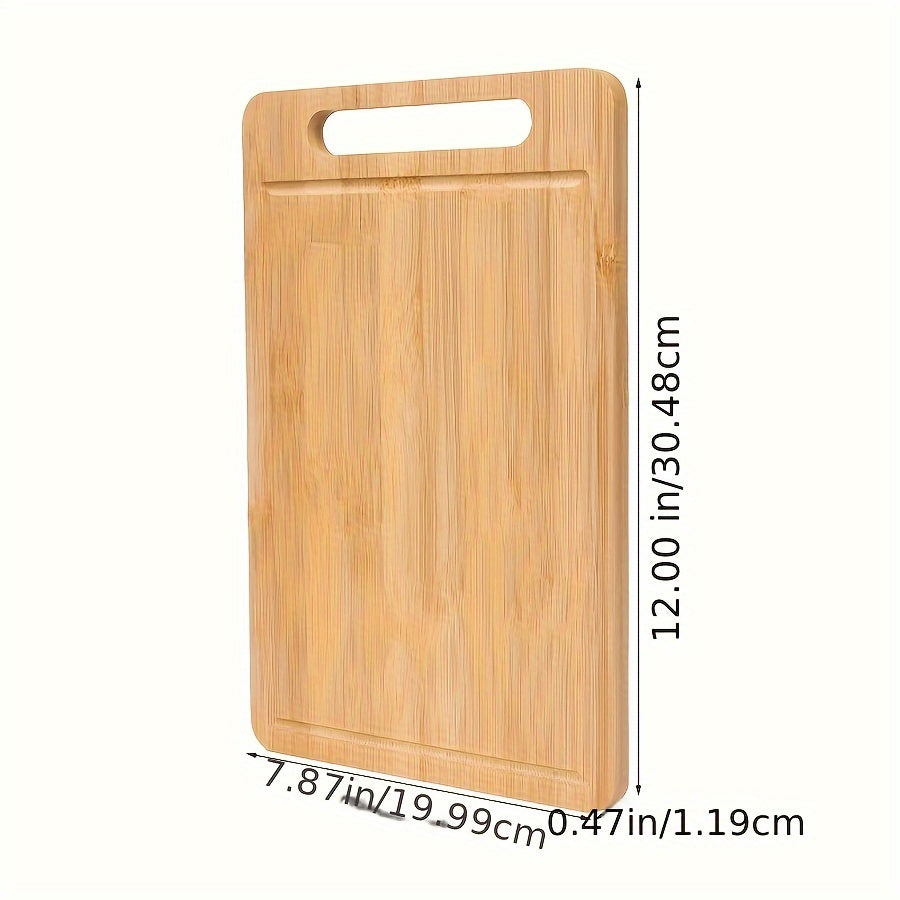 Royal Craft Heavy-Duty Bamboo Chopping Board with Juice Slot - Extra Thick Non-Porous Kitchen Cutting Board, Easy Grip Handle for Meat, Vegetables, Fruits, Easy to Clean & Space-Saving Design for Home Professional Kitchens -