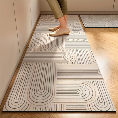 NordiMat DP — Alfombra de Cocina Estilo Nórdico con Diseño Floral Moderno (Rectangular, Lavable a Máquina, Base Antideslizante)