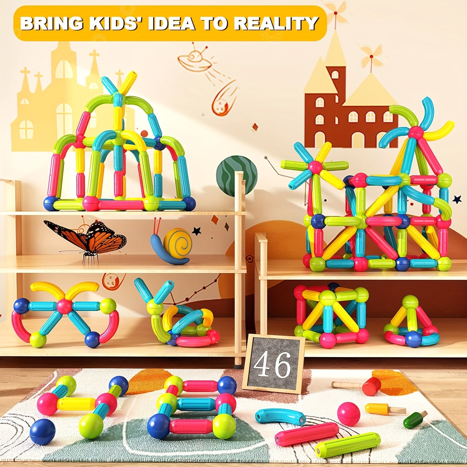 10-166pcs Magnetic Building Blocks for Kids: Magnetic Stick Game for 3 4 5 Years Old Toddlers - STEM Starter Toy for Kids Age 3-5 Preschool - Birthday Gift for Boys Girls