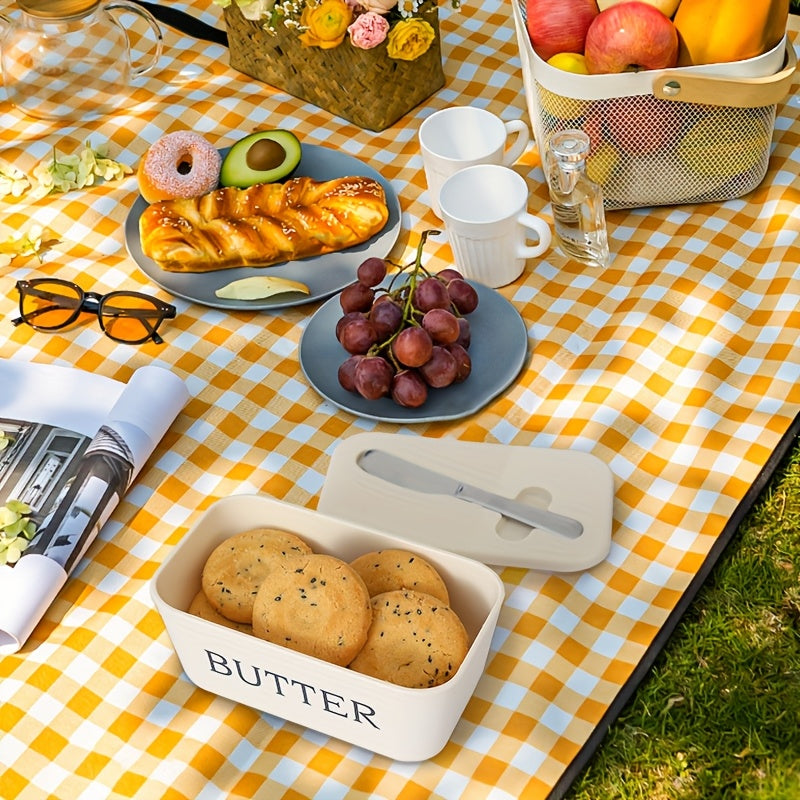 Premium Food Grade PP Butter Dish with Knife - Large, Durable, and Easy-to-Clean Butter Keeper for Countertop - Perfect for Home Use, Freshness Keeper | Sleek Design | Durable Plasti