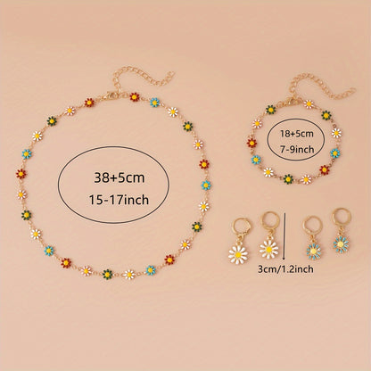 BloomSpirit — Set de Collar, Pulsera y Aros con Crisantemos Vintage