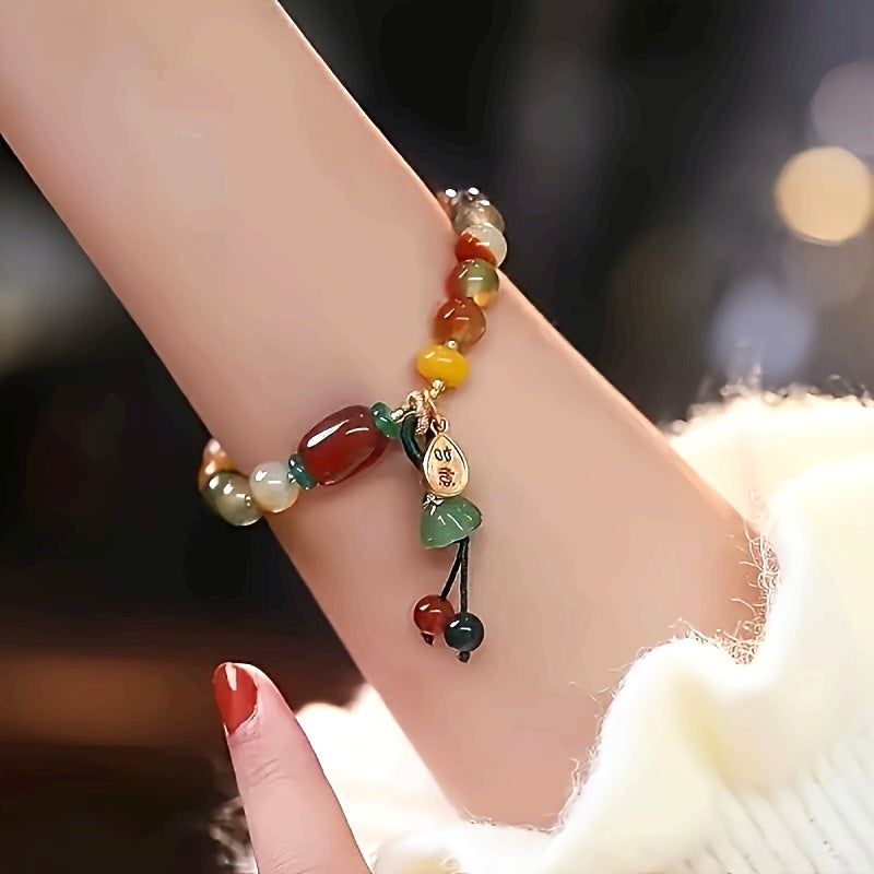 Chic Vintage-Inspired Colorful Good Luck Charm Bracelet - Adjustable, Perfect Gift for Birthdays & Holidays