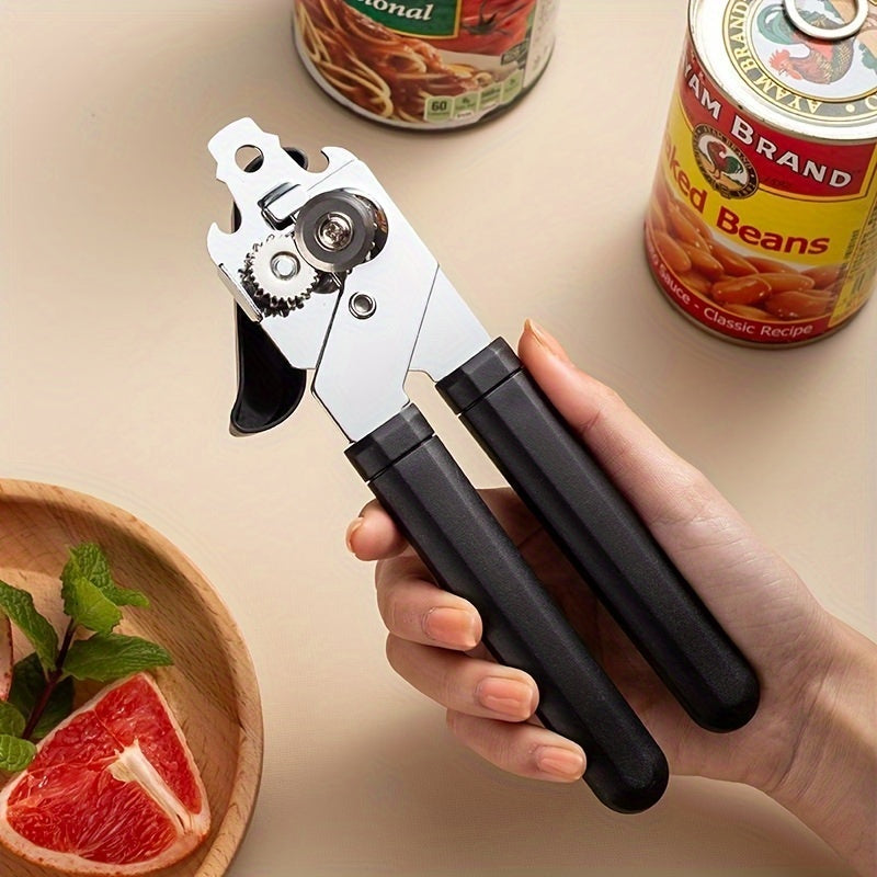 3-in-1 Stainless Steel Can Opener, Multi-Functional Manual Opener with Strong Grip, Ergonomic Design, Ideal for Home, Restaurant, Kitchen Use, No Power Required
