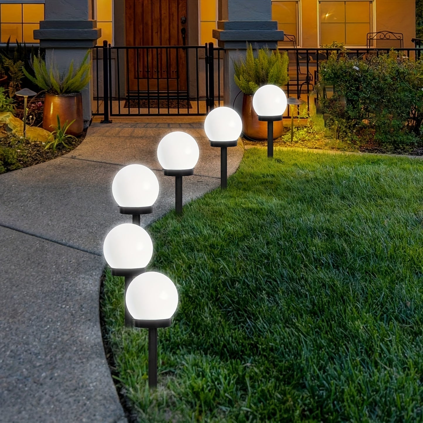 LuzOrbe BX — Set of 6 LED Solar Spheres for Garden and Pathways (Elegant Design, White Light)