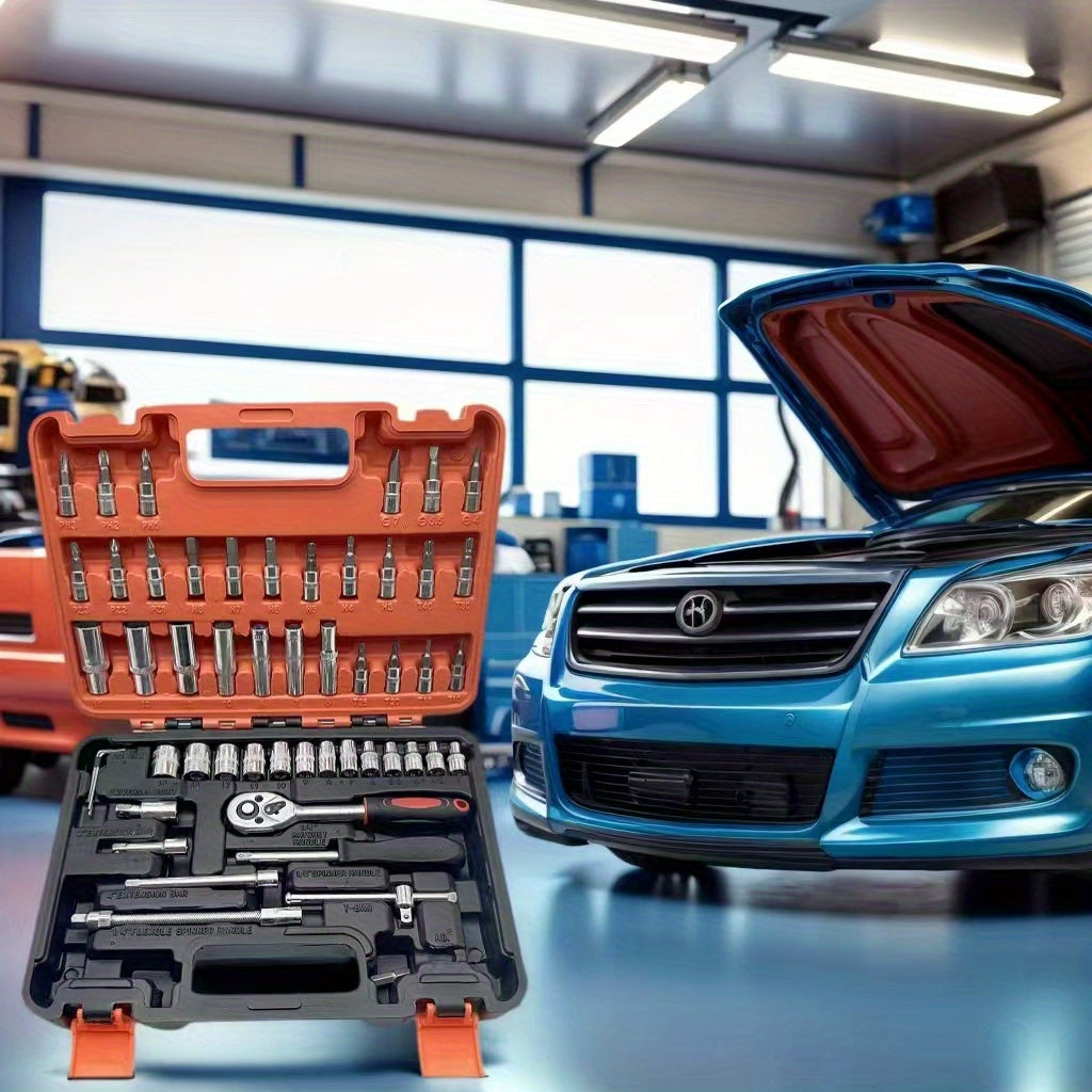 Multi-Function Wrench Set, 53 & 151pcs High Quality Ratchet and Multi-Purpose Screwdriver Kit - Professional Automotive Repair Tool Bag, Includes Socket wrenches with Various Types of Bits No battery required Suitable for Car