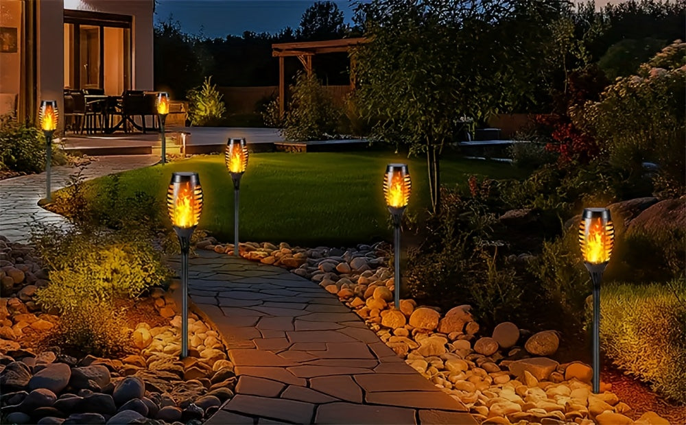 FlamaSolar YP — Set de 8 Antorchas LED Solares con Efecto Llama para Jardín y Patio