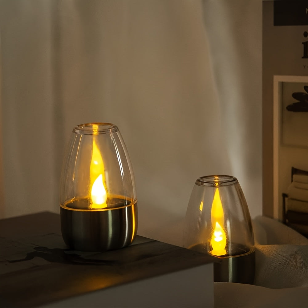 Solar Flame Set — 6 Velas LED Solares de Acero Inoxidable