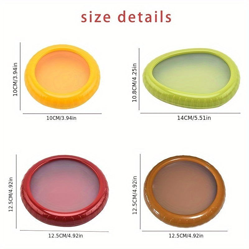A Set of 4 Silicone Fruit And Vegetable Storage Containers, Reusable Fridge Storage Boxes, Ideal for Preserving Avocados, Tomatoes, And Perfect for Garlic, Onions, Lemons, And Potatoes.
