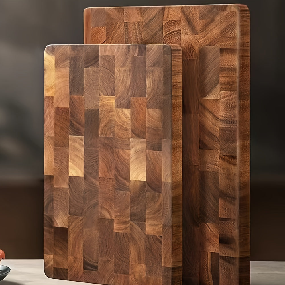 TeakGrid RV — Tabla de Corte de Madera de Teca con Diseño Geométrico (Apta para Contacto con Alimentos, Superficie Antihumedad)