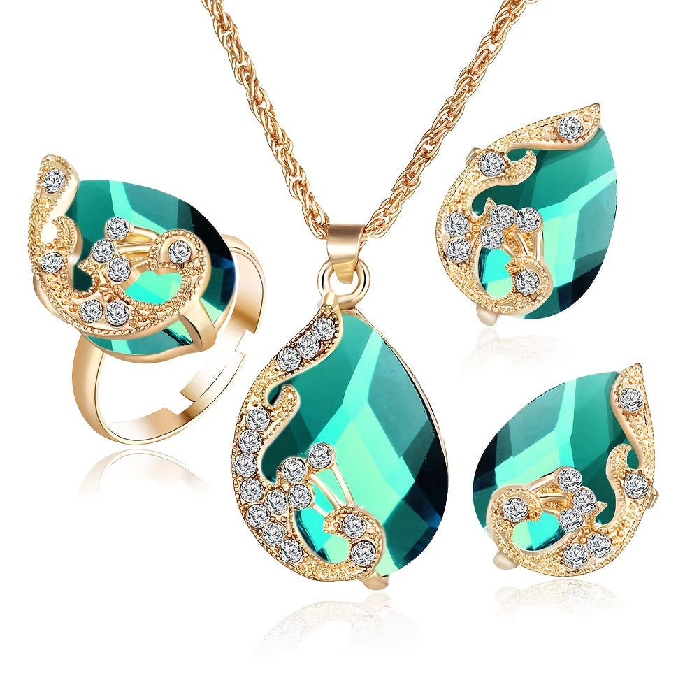 Creative Peacock Jewelry Necklace Set - Exquisite Three-Piece Necklace Collection for Women