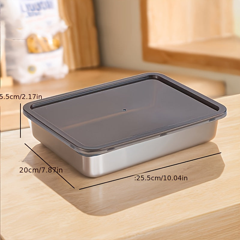 3pcs Stainless Steel Food Storage Containers, Leakproof, BPA-Free, Reusable, Easy to Clean, Stackable, Use Without Electricity, Made of Material That Can Be Used for Food Contact, with Kitchen Organizer for Refrigerator, Free