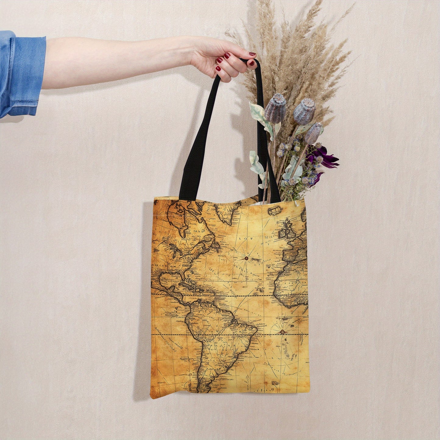 MapTote XN — Bolso de Tela con Mapa Vintage (Poliéster Resistente, Estilo Retro Cartográfico)