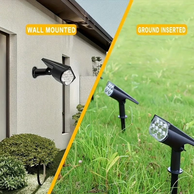 7LED Solar Powered Spotlight, Solar Charging, Wall Mount/Ground Stake Dual Use, Portable and Easy to Place, Landscape and Path Lighting, Flexible and Convenient Installation, Suitable for Porch, Fence, Yard Trees, Flower Beds