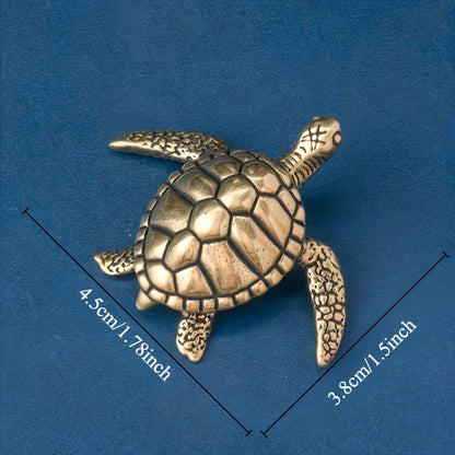 LuckyTurtle DT — Broche Artesanal de Tortuga en Cobre Puro (Decoración Versátil para Hogar, Oficina y Festividades)