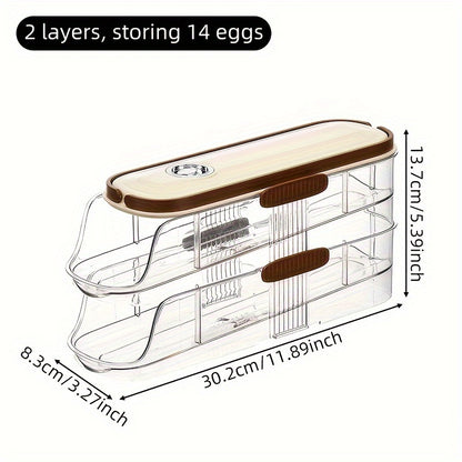 EggSlide CW — Organizador de Huevos para Refrigerador con Rodamiento Automático (1/2/3 Niveles, Material PP+PET, Gran Capacidad)