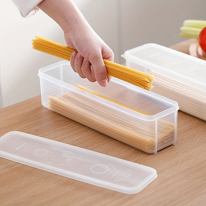 4pcs Small Noodle Box Set, Transparent Rectangular Plastic Pasta Storage Containers with Lids - Durable Airtight Reusable and Stackable Food Keepers for Cilantro, Green Onions, Mint, Kitchen Fridge Organizers, Home Refrigerat