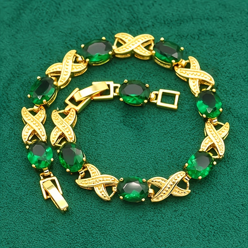 EmeraldLuxe 5 — Set de Joyería Vintage con Piedra Verde y Zirconia Cúbica (5 Piezas)