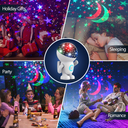 AstroLuz VJ — Astronaut-Shaped USB Star Projector for Young People (Multicolor, Auto Power Off)