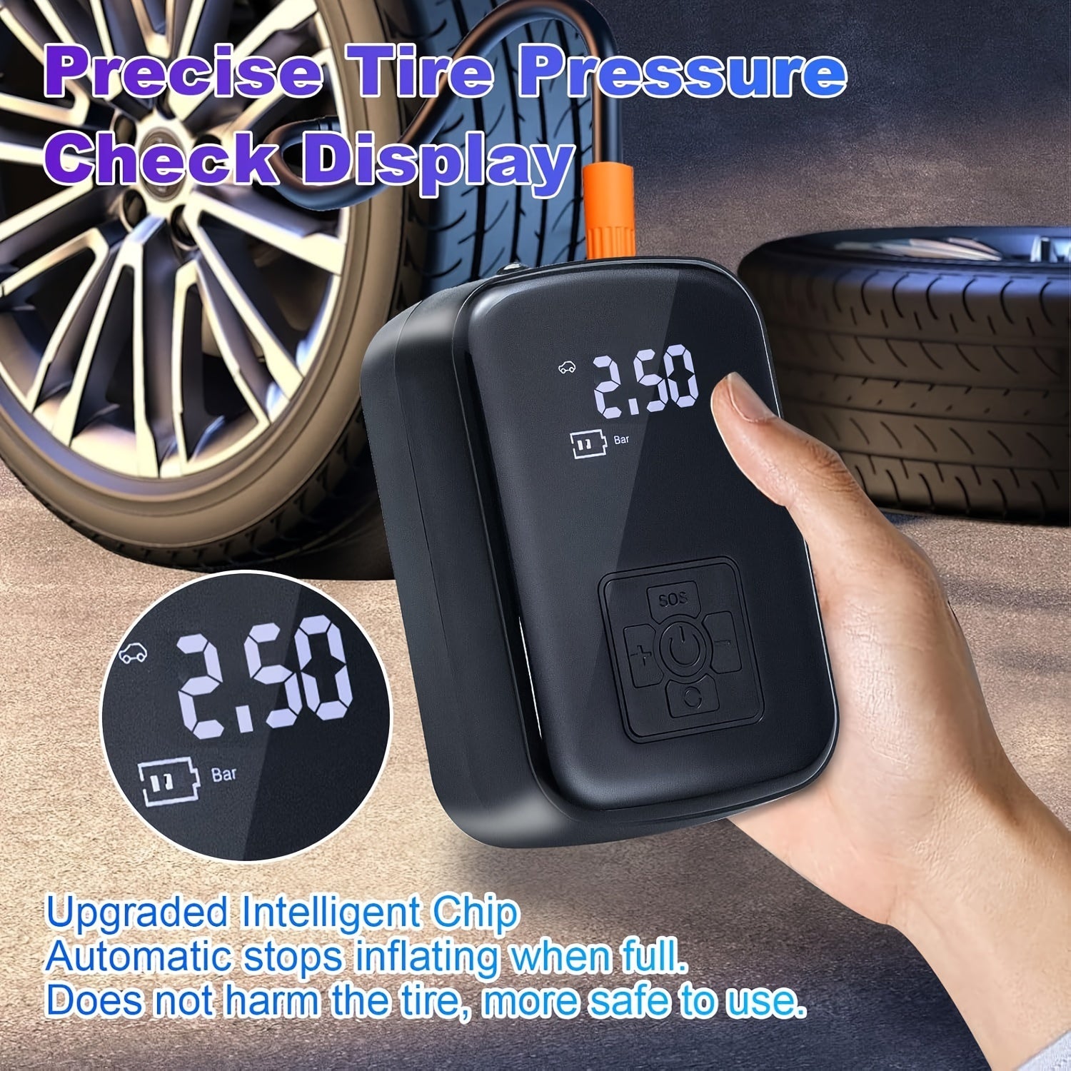 PCMOS AirPro — Compresor de Aire Portátil Inalámbrico para Auto y Moto