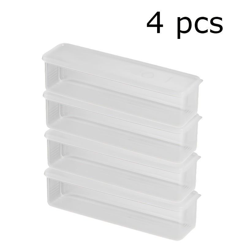 4pcs Small Noodle Box Set, Transparent Rectangular Plastic Pasta Storage Containers with Lids - Durable Airtight Reusable and Stackable Food Keepers for Cilantro, Green Onions, Mint, Kitchen Fridge Organizers, Home Refrigerat