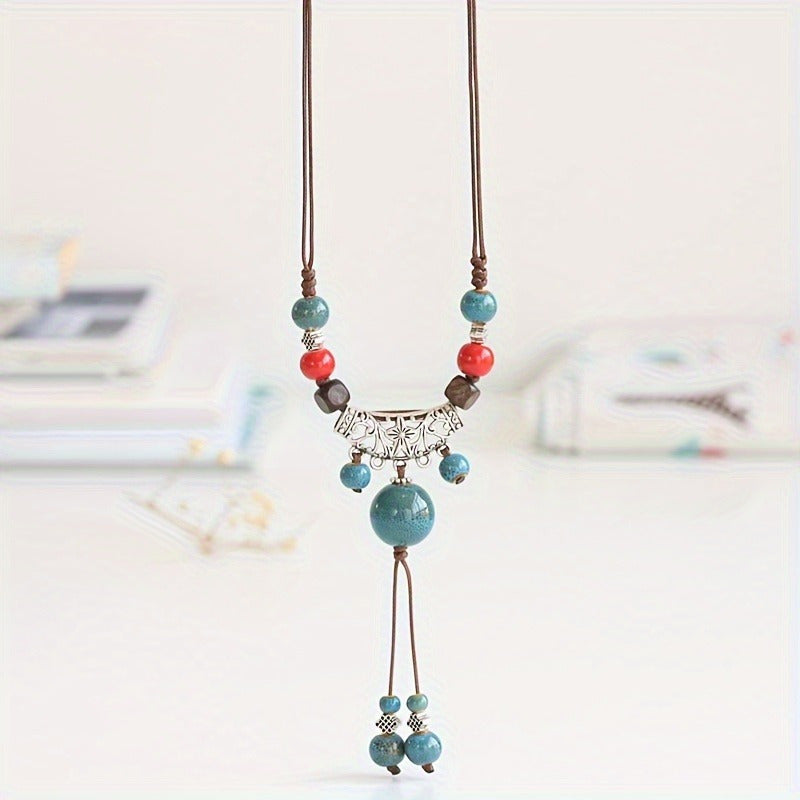Adjustable Vintage Boho Necklace with Colorful Beads - Daily Wear and Party Occasion Jewelry