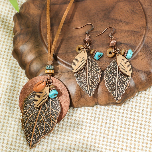 Boho Leaf — Set de Joyería Étnica Vintage (3 Piezas)